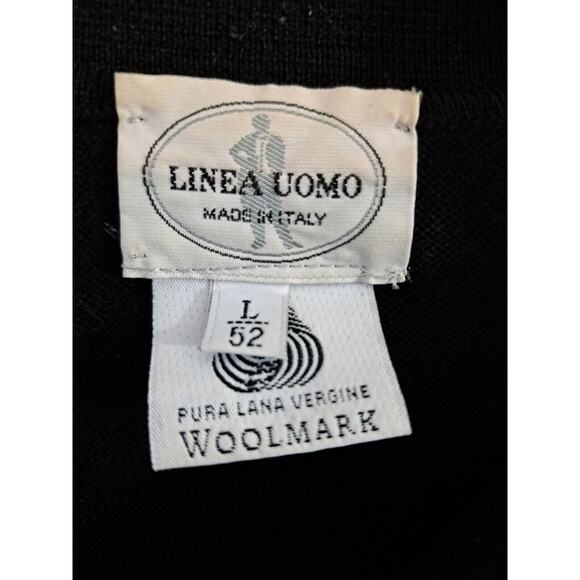 Linea Uomo Men's Vintage Black Wool Sweater W/ Collar Size Large - Picture 4 of 4
